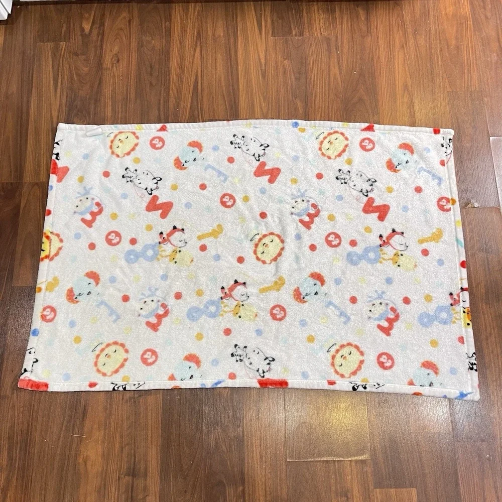 Fisher Price Baby Blanket Alphabet Zoo Animals Polka‎ Dots Primary Colors